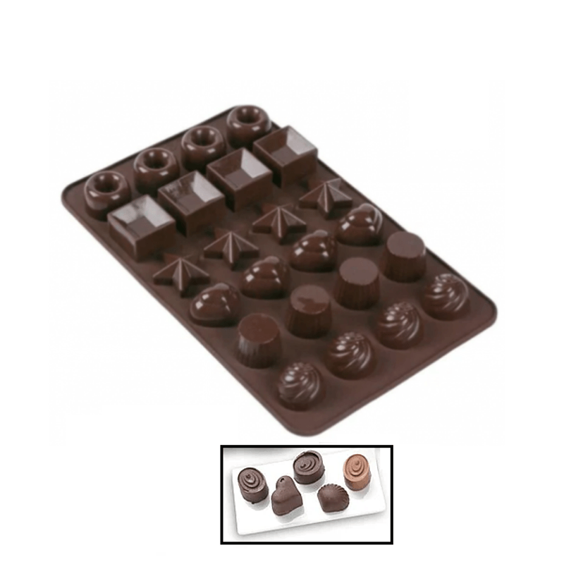 Casa si Gradina - Bucatarie si vesela - Ustensile bucatarie - Forme prajituri - Forma pentru Bomboane Ciocolata din Silicon 24 de Forme Diferite 24 x 16 cm G Glixicom® - Infinity.ro
