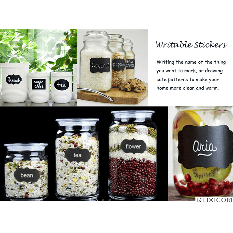 PC, gaming si accesorii - Imprimante, scanere & consumabile - Consumabile si accesorii - Benzi etichete - Set 40 Etichete din PVC Autoadezive Negre cu Marker Alb pentru Borcane Reutilizabile G Glixicom® - Infinity.ro