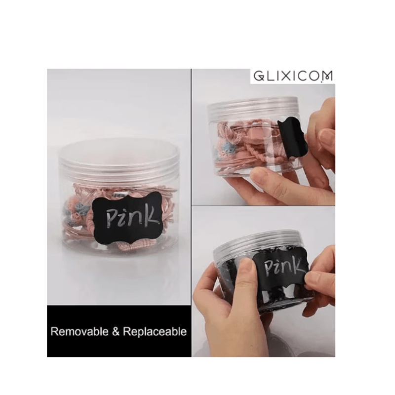 PC, gaming si accesorii - Imprimante, scanere & consumabile - Consumabile si accesorii - Benzi etichete - Set 40 Etichete din PVC Autoadezive Negre cu Marker Alb pentru Borcane Reutilizabile G Glixicom® - Infinity.ro