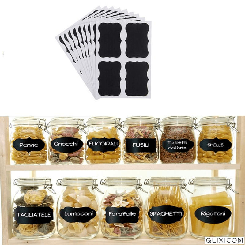 PC, gaming si accesorii - Imprimante, scanere & consumabile - Consumabile si accesorii - Benzi etichete - Set 40 Etichete din PVC Autoadezive Negre cu Marker Alb pentru Borcane Reutilizabile G Glixicom® - Infinity.ro