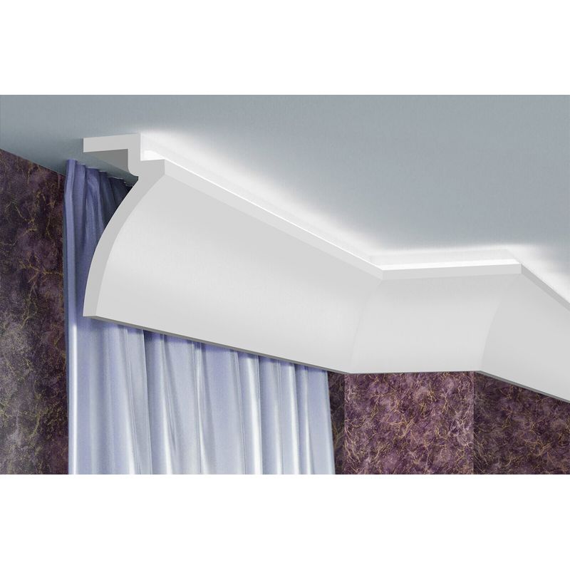 Casa si Gradina - Constructii - Materiale constructii - Profile decorative - Scafa luminoasa - cornisa masca galerie perdea , din poliuretan,Tesori F, KF801, 12cmx6cmx200cm - Infinity.ro