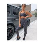 Fashion, accesorii si bijuterii - Femei - Imbracaminte femei - Costume si compleuri femei - Compleu dama Fitness Animal Print, gri,  L - Infinity.ro