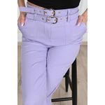 Fashion, accesorii si bijuterii - Femei - Imbracaminte femei - Pantaloni femei - Pantalon dama office cu curele, lila,  L - Infinity.ro