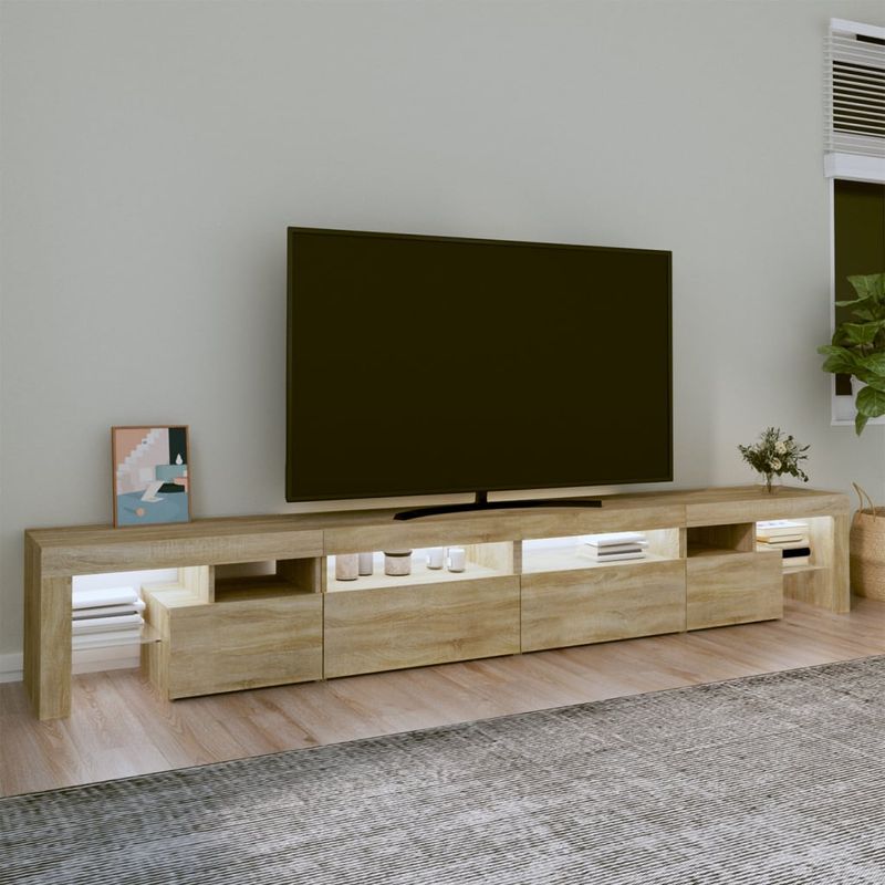 Casa si Gradina - Mobilier - Comode si corpuri - Comode - Comoda TV cu lumini LED, stejar sonoma,260x36,5x40cm - Infinity.ro