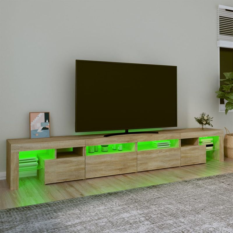 Casa si Gradina - Mobilier - Comode si corpuri - Comode - Comoda TV cu lumini LED, stejar sonoma,260x36,5x40cm - Infinity.ro