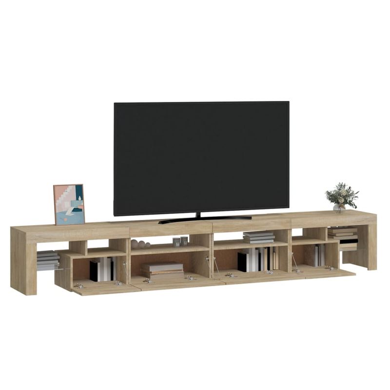 Casa si Gradina - Mobilier - Comode si corpuri - Comode - Comoda TV cu lumini LED, stejar sonoma,260x36,5x40cm - Infinity.ro