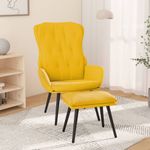 Casa si Gradina - Mobilier - Scaune si fotolii - Fotolii - Fotoliu de relaxare cu taburet, galben mustar, catifea - Infinity.ro