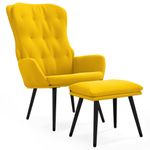 Casa si Gradina - Mobilier - Scaune si fotolii - Fotolii - Fotoliu de relaxare cu taburet, galben mustar, catifea - Infinity.ro