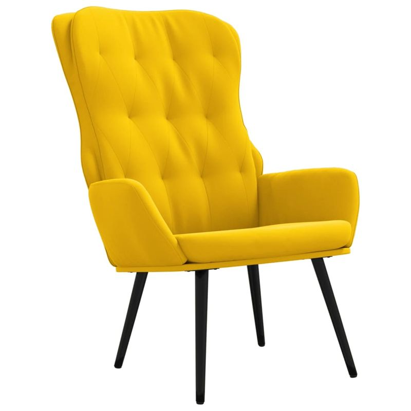 Casa si Gradina - Mobilier - Scaune si fotolii - Fotolii - Fotoliu de relaxare cu taburet, galben mustar, catifea - Infinity.ro