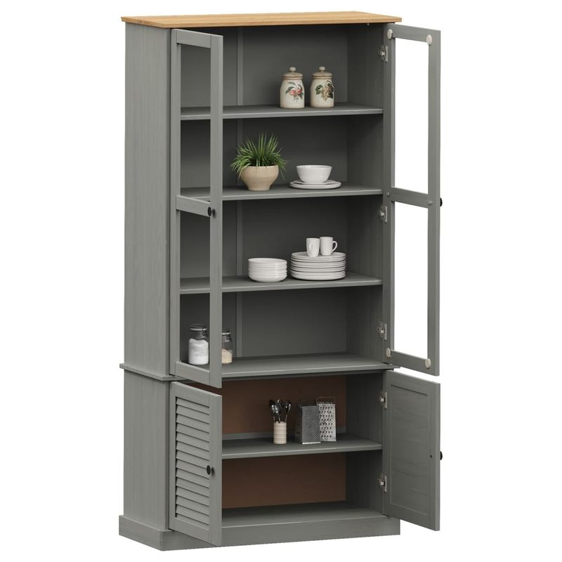 Casa si Gradina - Mobilier - Biblioteci si rafturi - Biblioteci - Vitrina de sticla VIGO, gri, 85x35x170 cm, lemn masiv de pin - Infinity.ro