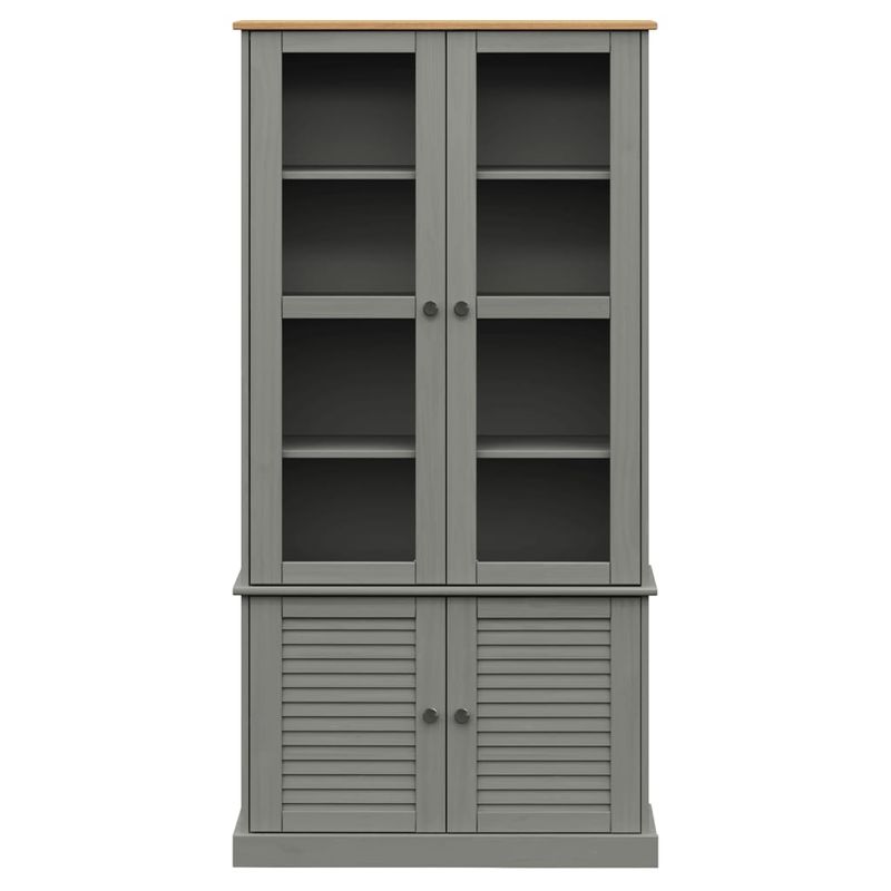Casa si Gradina - Mobilier - Biblioteci si rafturi - Biblioteci - Vitrina de sticla VIGO, gri, 85x35x170 cm, lemn masiv de pin - Infinity.ro