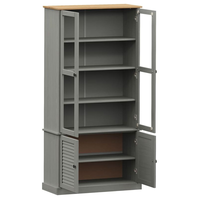 Casa si Gradina - Mobilier - Biblioteci si rafturi - Biblioteci - Vitrina de sticla VIGO, gri, 85x35x170 cm, lemn masiv de pin - Infinity.ro