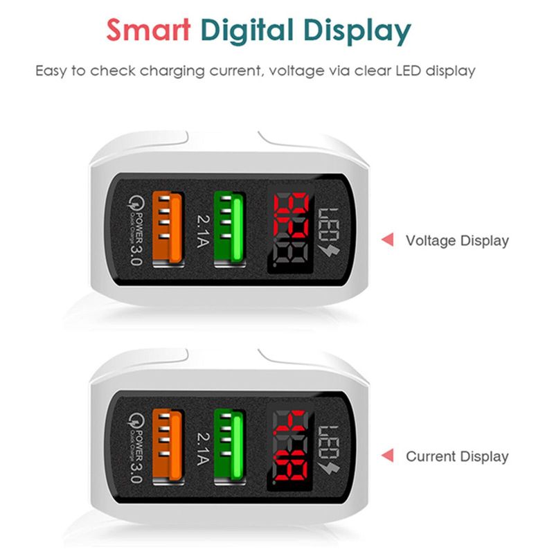 Laptop, Telefoane si Tablete - Telefoane mobile si accesorii - Accesorii Telefoane - Alte accesorii telefoane - Incarcator universal Xentech Light Quick charge 5.1 A cu 2 porturi USB si display led - Infinity.ro