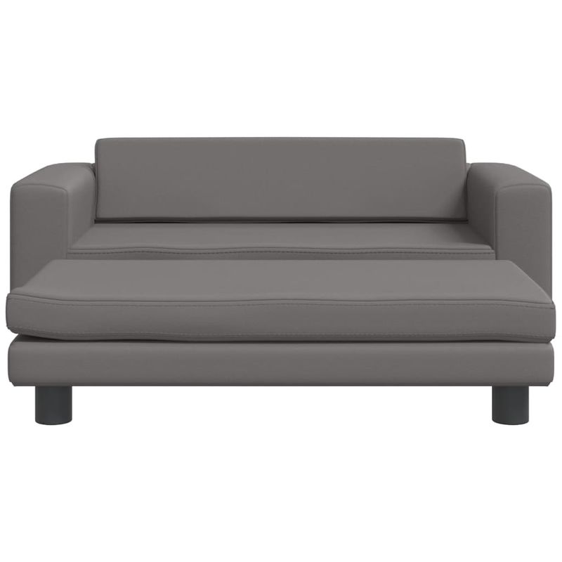 Casa si Gradina - Mobilier - Mobilier copii - Mobilier camera copiilor - Canapea copii cu taburet gri 100x50x30cm piele ecologica - Infinity.ro