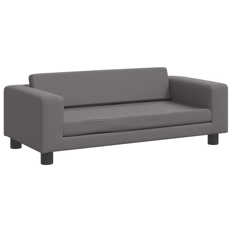 Casa si Gradina - Mobilier - Mobilier copii - Mobilier camera copiilor - Canapea copii cu taburet gri 100x50x30cm piele ecologica - Infinity.ro