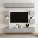 Casa si Gradina - Mobilier - Seturi de mobilier - Seturi living - Set dulapuri TV, 8 piese, gri beton, lemn prelucrat - Infinity.ro