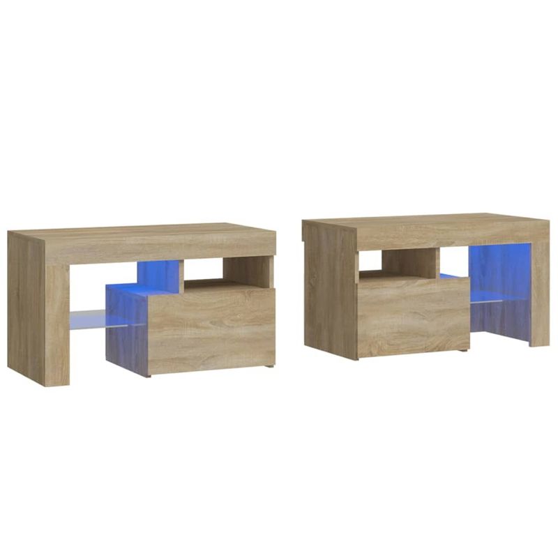 Casa si Gradina - Mobilier - Comode si corpuri - Noptiere - Noptiere cu lumini LED, 2 buc., stejar sonoma, 70x36,5x40 cm - Infinity.ro