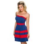 Fashion, accesorii si bijuterii - Femei - Imbracaminte femei - Rochii femei - Rochie mini de vara, cu imprimeu in dungi, albastru/rosu, Uni - Infinity.ro