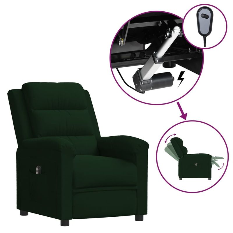 Casa si Gradina - Mobilier - Scaune si fotolii - Fotolii - Fotoliu rabatabil electric, verde inchis, catifea - Infinity.ro