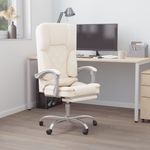 Casa si Gradina - Mobilier - Scaune si fotolii - Scaune - Scaun de birou rabatabil cu masaj, crem, piele ecologica - Infinity.ro