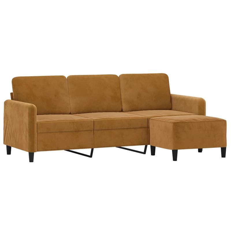 Casa si Gradina - Mobilier - Canapele si coltare - Canapele - Canapea cu 3 locuri si taburet, maro, 180 cm, catifea - Infinity.ro
