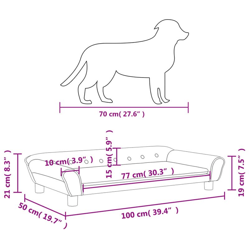 Petshop - Accesorii petshop - Culcusuri si custi - Culcusuri si saltele - Pat de caini, crem, 100x50x21 cm, catifea - Infinity.ro