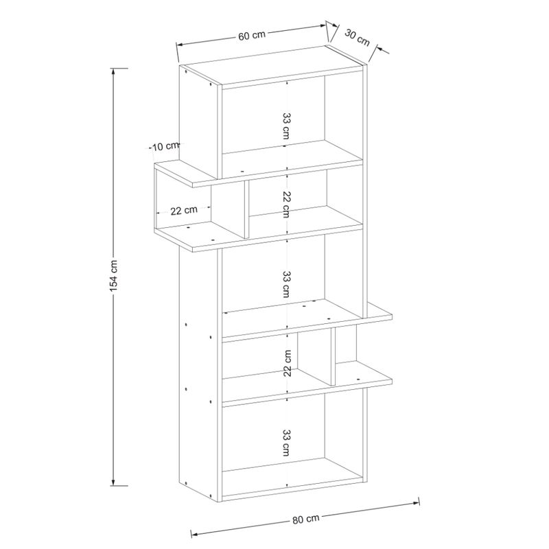 Casa si Gradina - Mobilier - Biblioteci si rafturi - Biblioteci - Biblioteca, Quasar & Co.®, mobilier living, 80 x 30 x 154 cm, MDF, alb/stejar natural - Infinity.ro