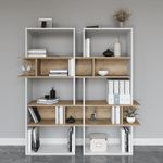 Casa si Gradina - Mobilier - Biblioteci si rafturi - Biblioteci - Biblioteca, Quasar & Co.®, mobilier living, 80 x 30 x 154 cm, MDF, alb/stejar natural - Infinity.ro