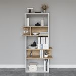 Casa si Gradina - Mobilier - Biblioteci si rafturi - Biblioteci - Biblioteca, Quasar & Co.®, mobilier living, 80 x 30 x 154 cm, MDF, alb/stejar natural - Infinity.ro