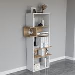 Casa si Gradina - Mobilier - Biblioteci si rafturi - Biblioteci - Biblioteca, Quasar & Co.®, mobilier living, 80 x 30 x 154 cm, MDF, alb/stejar natural - Infinity.ro