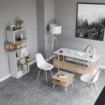 Casa si Gradina - Mobilier - Biblioteci si rafturi - Biblioteci - Biblioteca, Quasar & Co.®, mobilier living, 80 x 30 x 154 cm, MDF, alb/stejar natural - Infinity.ro