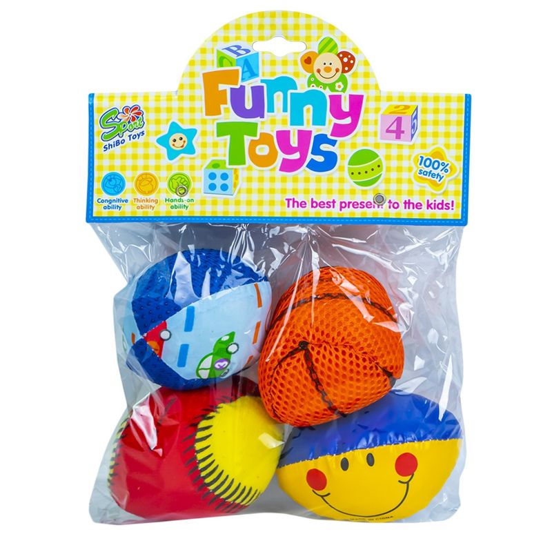 Jucarii, Copii si Bebe - Jucarii si jocuri - Jucarii bebelusi - Jucarii zornaitoare - Mingi zornaitori pentru bebelusi, 4 buc/set - Infinity.ro