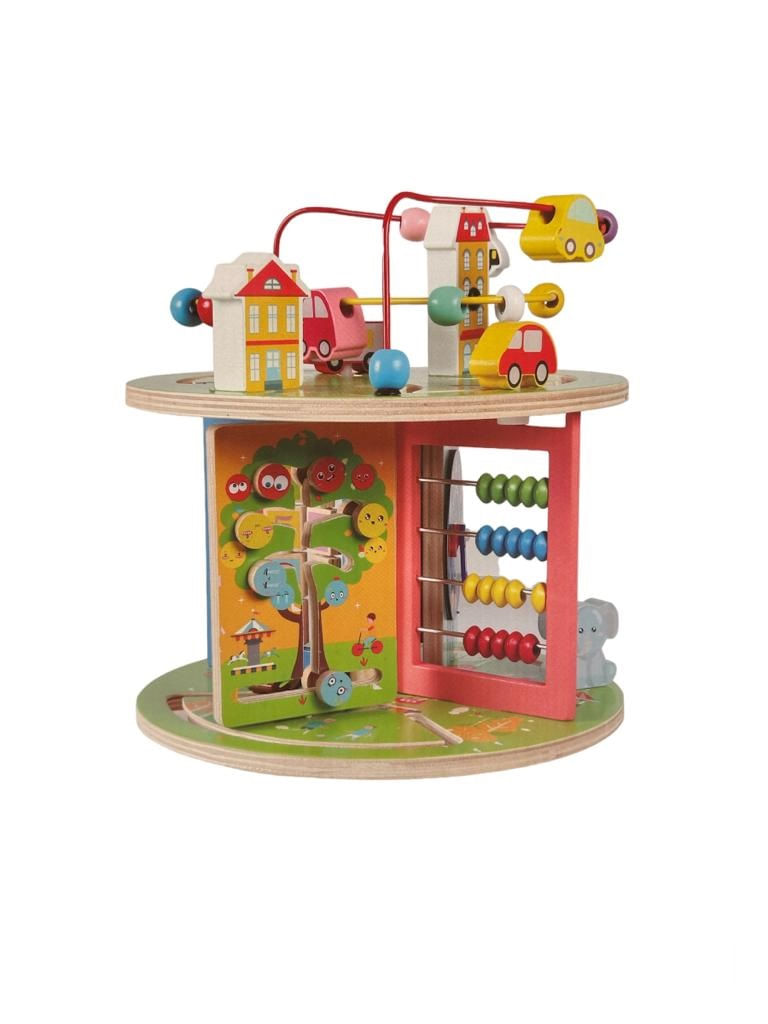 Centru activitati, Cub 8 in 1 Montessori din lemn 30x29 cm, 7Toys