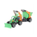 Jucarii, Copii si Bebe - Jucarii si jocuri - Vehicule si jucarii cu telecomanda - Utilaje constructie de jucarie - Tractor cu plug si remorca/bazin- 51x14x20 cm, 7Toys - Infinity.ro