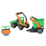 Jucarii, Copii si Bebe - Jucarii si jocuri - Vehicule si jucarii cu telecomanda - Utilaje constructie de jucarie - Tractor cu plug si remorca/bazin- 51x14x20 cm, 7Toys - Infinity.ro