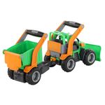 Jucarii, Copii si Bebe - Jucarii si jocuri - Vehicule si jucarii cu telecomanda - Utilaje constructie de jucarie - Tractor cu plug si remorca/bazin- 51x14x20 cm, 7Toys - Infinity.ro