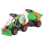 Jucarii, Copii si Bebe - Jucarii si jocuri - Vehicule si jucarii cu telecomanda - Utilaje constructie de jucarie - Tractor cu plug si remorca/bazin- 51x14x20 cm, 7Toys - Infinity.ro