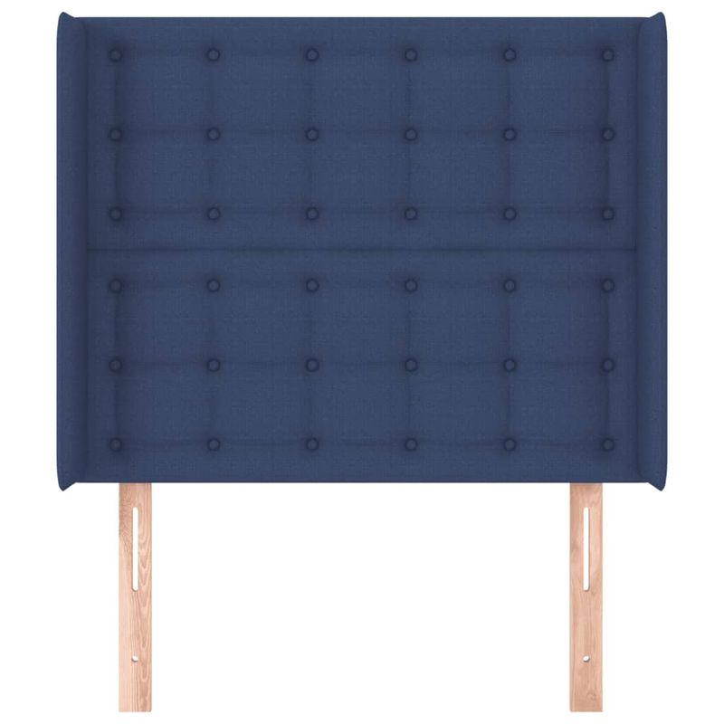 Casa si Gradina - Mobilier - Paturi si accesorii - Accesorii paturi - Tablie de pat cu aripioare, albastru, 93x16x118/128 cm, textil - Infinity.ro
