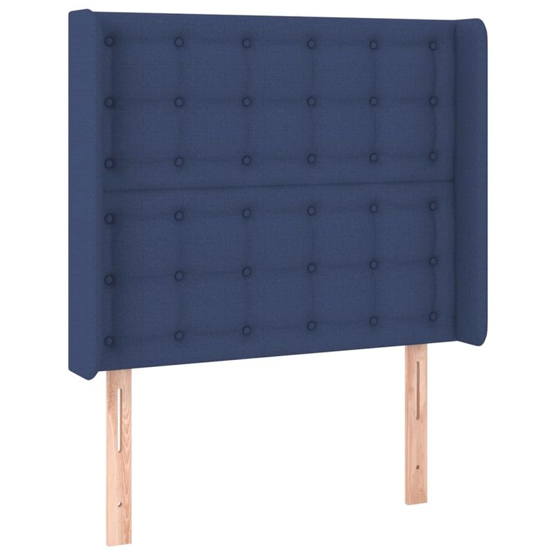 Casa si Gradina - Mobilier - Paturi si accesorii - Accesorii paturi - Tablie de pat cu LED, albastru, 93x16x118/128 cm, textil - Infinity.ro
