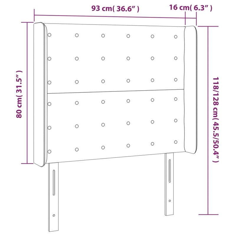 Casa si Gradina - Mobilier - Paturi si accesorii - Accesorii paturi - Tablie de pat cu LED, albastru, 93x16x118/128 cm, textil - Infinity.ro