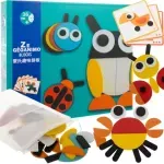 Jucarii, Copii si Bebe - Jucarii si jocuri - Jocuri si puzzle - Puzzle - Puzzle de Lemn pentru Copii, 29 de Piese Colorate si 20 de Carti cu Modele, Geanta de Transport Inclusa - Infinity.ro