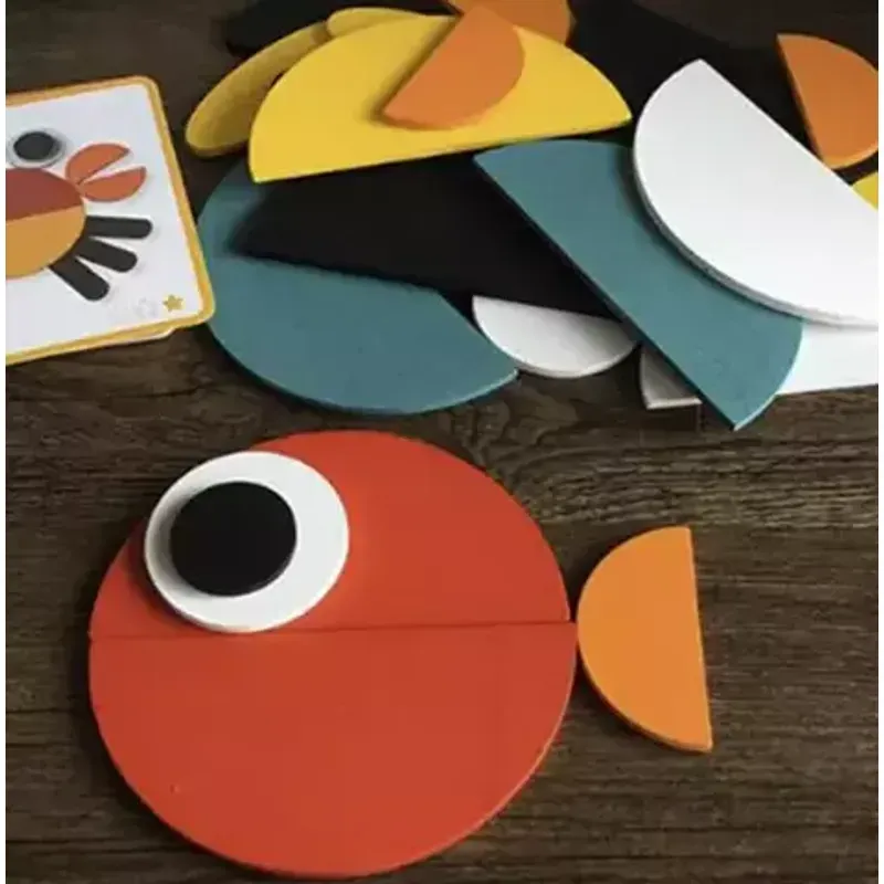 Jucarii, Copii si Bebe - Jucarii si jocuri - Jocuri si puzzle - Puzzle - Puzzle de Lemn pentru Copii, 29 de Piese Colorate si 20 de Carti cu Modele, Geanta de Transport Inclusa - Infinity.ro