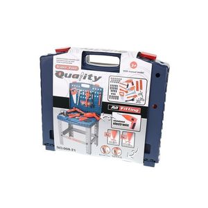 Atelier de Lucru Pliabil cu Scule pentru Copii, 67 de Elemente, 40x35x70 cm, cu Masina de Gaurit pe Baterii