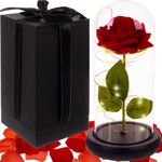 Market - Cadouri - Flori si aranjamente - Trandafir in Glob de Sticla cu Iluminare LED, Alimentare pe Baterii, 22x11.5cm, Cutie de Cadou Inclusa - Infinity.ro