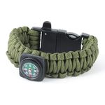 Sport si Outdoor - Camping - Accesorii camping si drumetii - Bratara supravietuire 5 in 1, Paracord, Busola, Fluier, Franghie 3.5 m, ABS, Verde - Infinity.ro