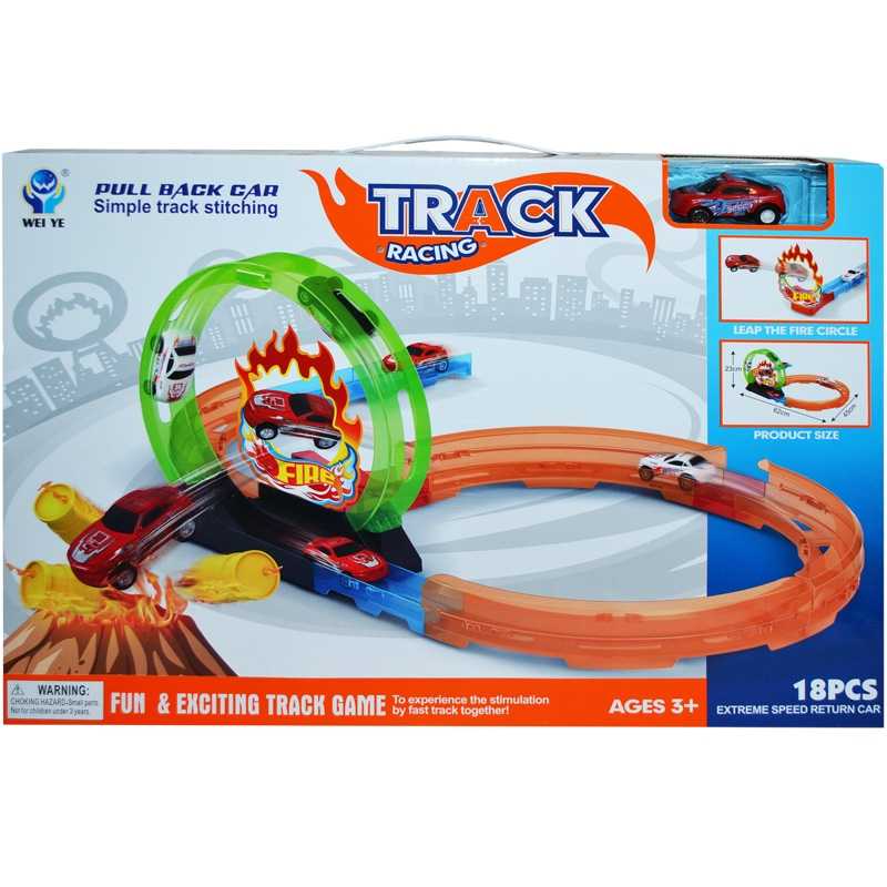 Jucarii, Copii si Bebe - Jucarii si jocuri - Vehicule si jucarii cu telecomanda - Masinute - Pista cu bucla 360° + masinuta, 18 piese, 7Toys - Infinity.ro