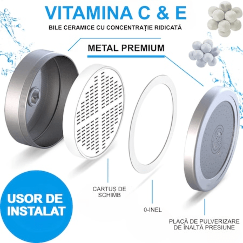 Casa si Gradina - Sanitare - Cazi si cabine de dus - Coloane si seturi de dus - Rezerva filtru cap dus, infuzie de minerale si vitamine, catifeleaza pieleas, ajuta la sanatatea unghiilor si a parului - Infinity.ro