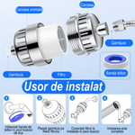 Casa si Gradina - Sanitare - Instalatii hidro - Sisteme filtrare instalatii - Filtru de apa premium pentru dus cu 25 stagii de filtrare, 3 filtre rezerva, banda teflon si 2 garnituri incluse - Infinity.ro