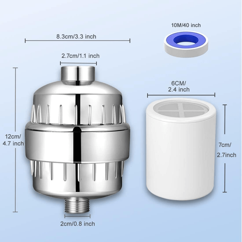 Casa si Gradina - Sanitare - Instalatii hidro - Sisteme filtrare instalatii - Filtru de apa premium pentru dus cu 25 stagii de filtrare, 3 filtre rezerva, banda teflon si 2 garnituri incluse - Infinity.ro