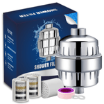 Casa si Gradina - Sanitare - Instalatii hidro - Sisteme filtrare instalatii - Filtru de apa premium pentru dus cu 25 stagii de filtrare, 3 filtre rezerva, banda teflon si 2 garnituri incluse - Infinity.ro